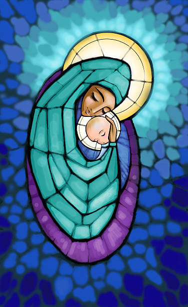 ilustraciones, imágenes clip art, dibujos animados e iconos de stock de madonna - la virgen maría