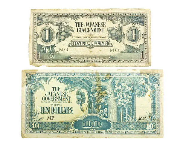 Photo of Old Japanese banknotes.