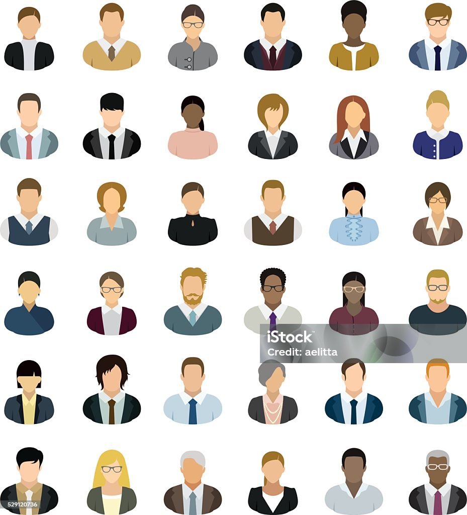 Business People Icons Set of thirty-six people icons. Icon Symbol stock vector
