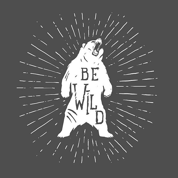 niedźwiedź vintage ilustracji z slogan - wild game stock illustrations