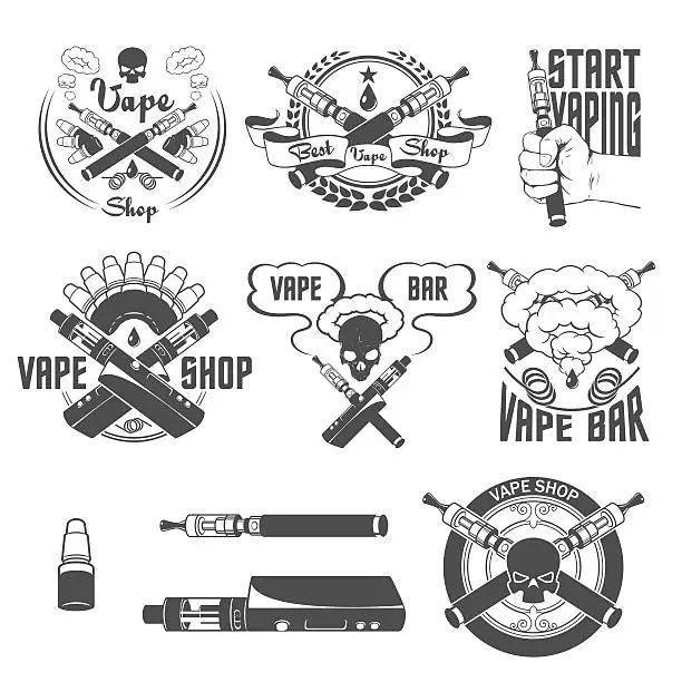 Vector illustration of Vape shop and bar labels