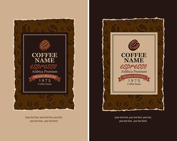design-labels für kaffee - coffee labels stock-grafiken, -clipart, -cartoons und -symbole