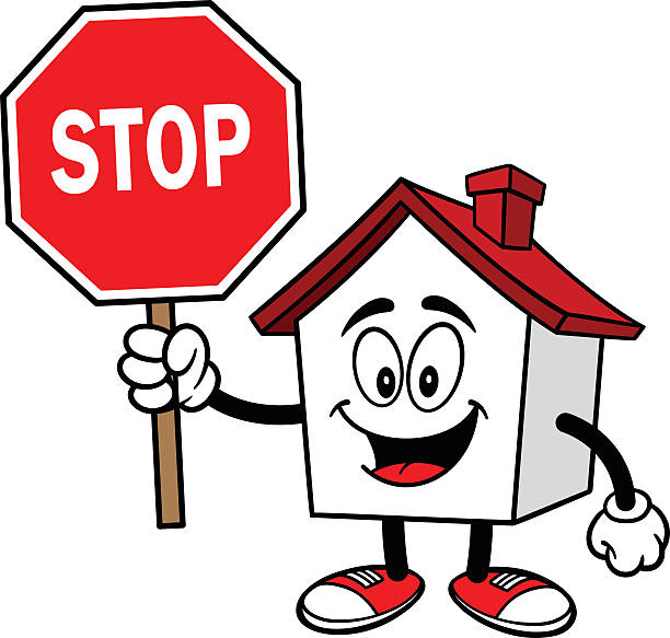 House with a Stop Sign A vector illustration of a House. octagon house stock illustrations