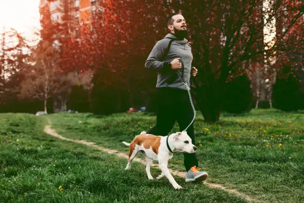 Photo of Man Jogging With His Dog.