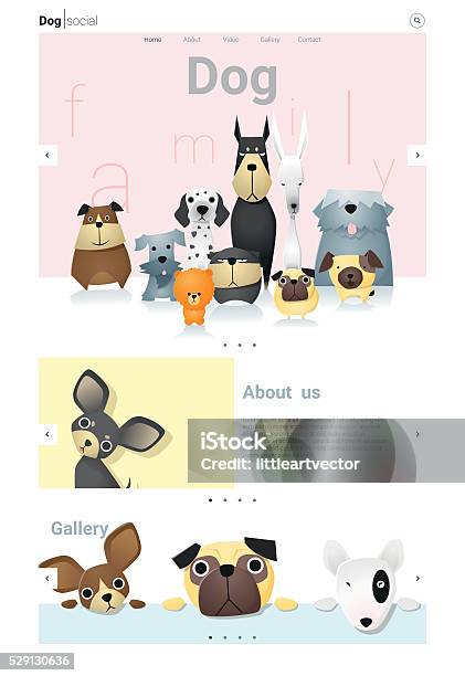 Animal Website Template Banner And Infographic With Dog 3 Stock Illustration - Download Image Now