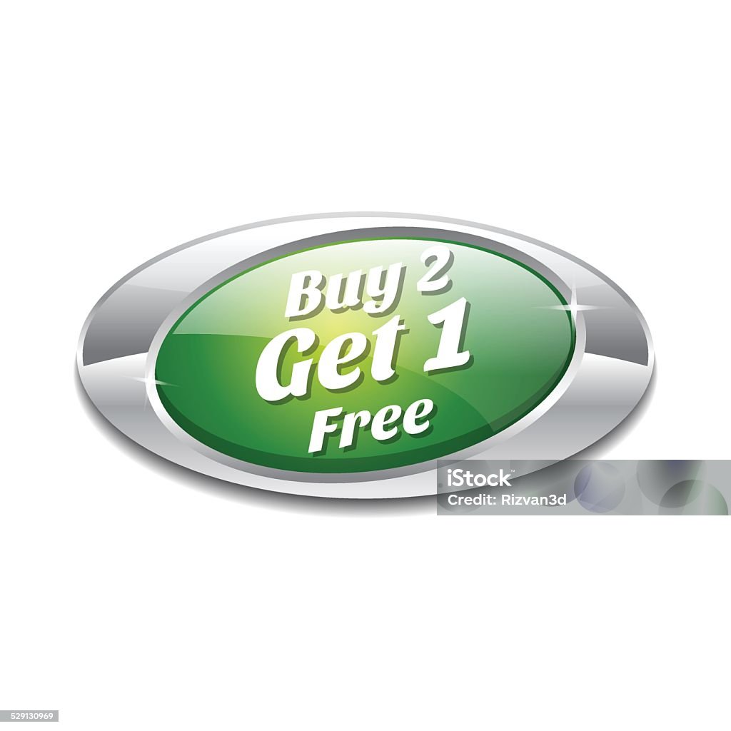 Buy 2 Get 1 Free Glossy Shiny Circular Vector Button Arts Culture and Entertainment stock vector