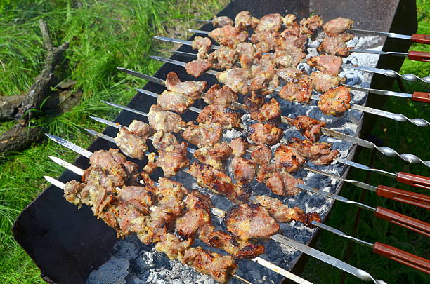 istock Kebabs on skewers on the grill 529131812