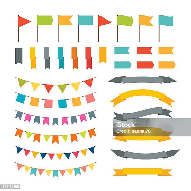 Collection Of Flags Garland Vector Design Elements Stock Illustration - Download Image Now