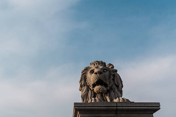 istock Lion sculpture on the Szechenyi Chain Bridge, Budapest, Hungary 529133043