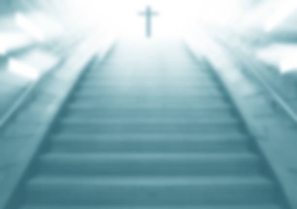 Staircase going up to the Christian religious cross