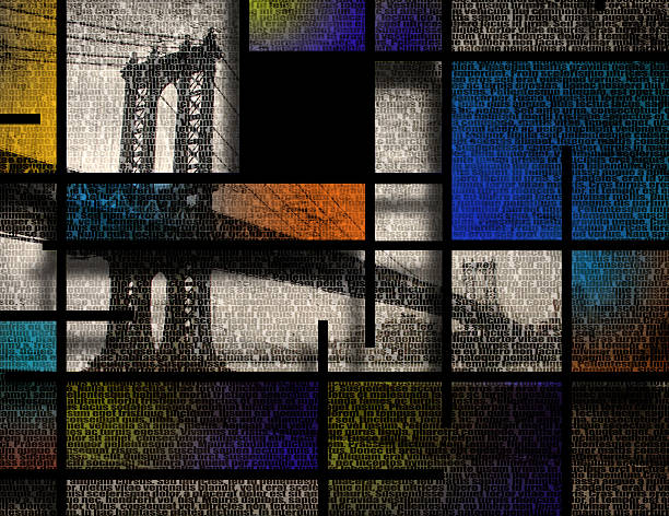 모던 아트 스타일의 풍경 뉴욕시행 - block textured effect abstract architecture stock illustrations