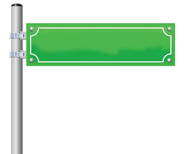 Vector illustration of Street Sign Blank Green
