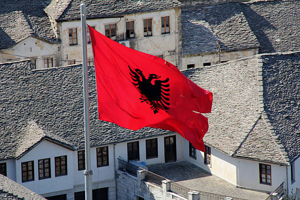 Bandiera di Albania - foto stock