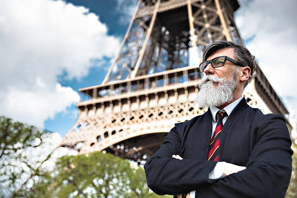 istock Senior hipster business man portrait under the tour eiffel 529145014