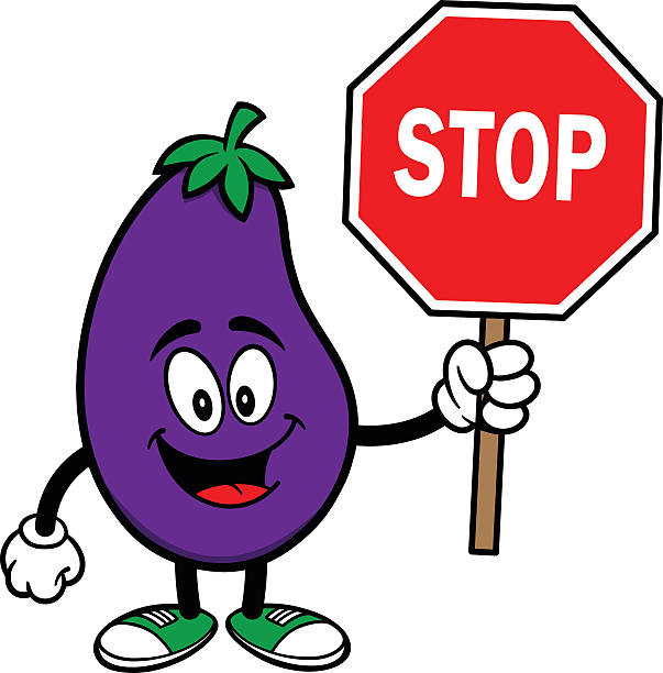 Eggplant with a Stop Sign A vector illustration of a Eggplant, octagon house stock illustrations