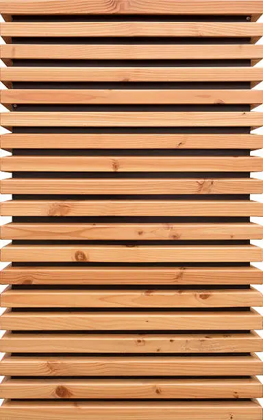 Detail shot of many, stacked, horizontal tabletops made of wood