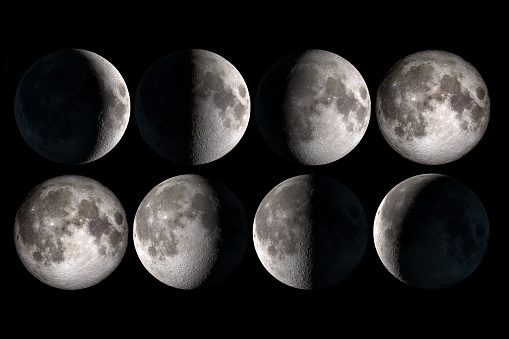 Moon phases, elements of this image are provided by NASA