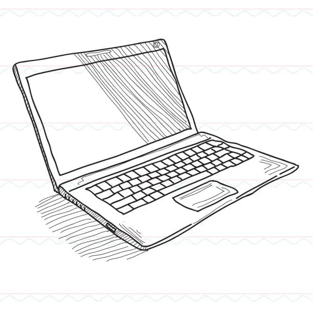 Vector illustration of Sketch,Notebook computer