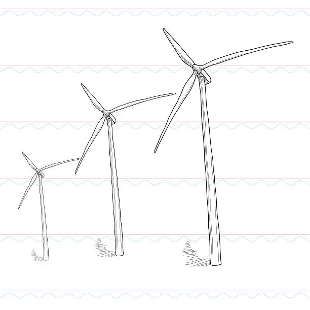 Vector illustration of Sketch,wind, power