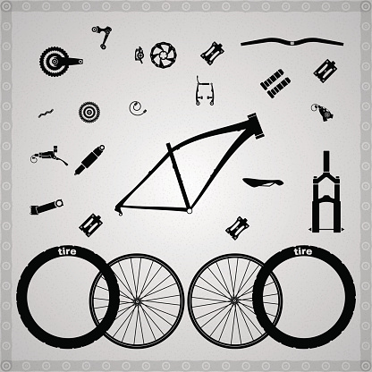 Bicycle components of different types.