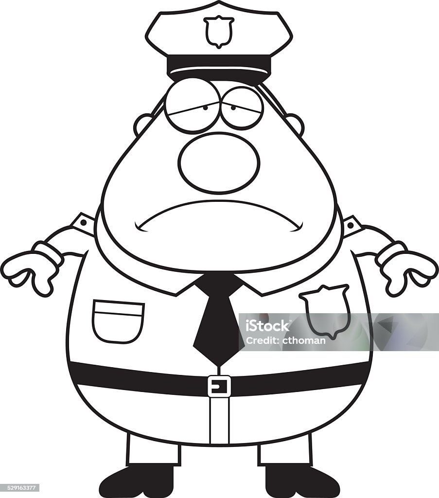 Tired Police A cartoon illustration of an police officer looking tired. Adult stock vector