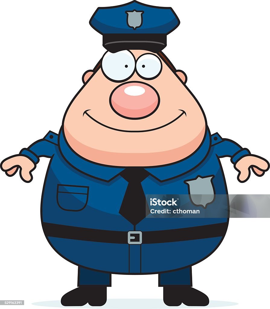 Smiling Police A cartoon illustration of an police officer smiling. Adult stock vector