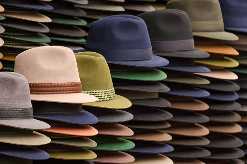 Hats on a market in South America