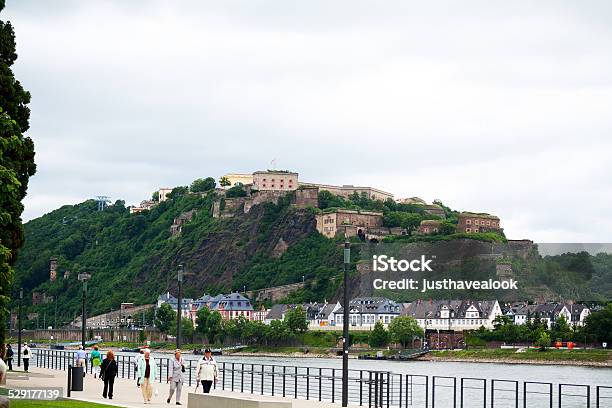 Promenade At Rhine In Koblenz And Fortress Asterstein Stock Photo - Download Image Now