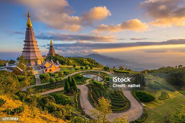 Landscape Of Two Pagodas In An Inthanon Mountain Thailand Stock Photo - Download Image Now