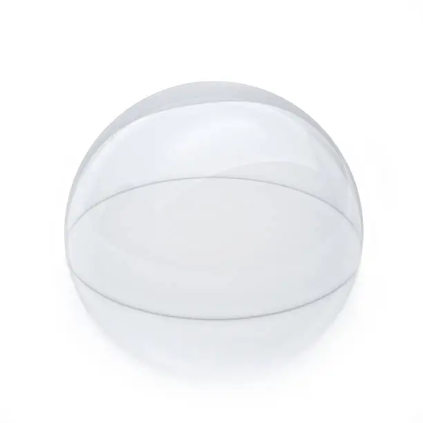 Photo of Transparent 3D Dome Isolated Over White Background,