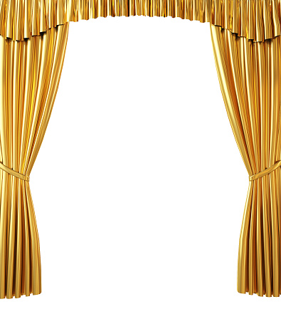Golden Curtain On White Background Stock Photo - Download Image Now -  Curtain, Gold Colored, Gold - Metal - iStock