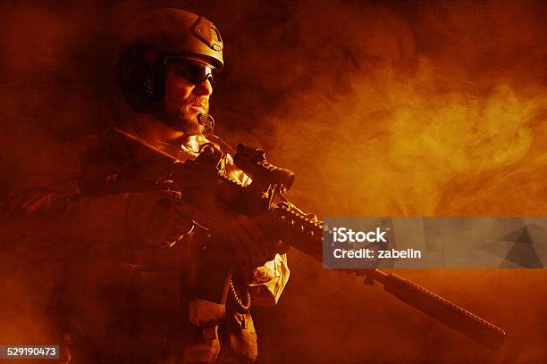 Bearded Special Forces Soldier Stock Photo - Download Image Now - Armed Forces, Army, Army Helmet