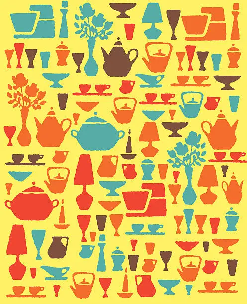 Vector illustration of Dishware Silhouettes