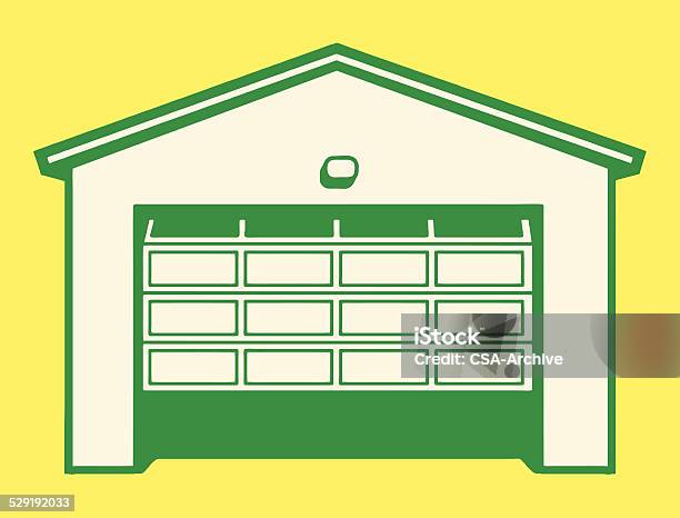 Ilustración de Garaje Con Elevación Ligeramente Aloft Puerta y más Vectores Libres de Derechos de Arte Pop - Arte Pop, Diseño de trazado, Entrada