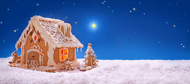 istock Christmas card.  Holiday Gingerbread house  . 529193399