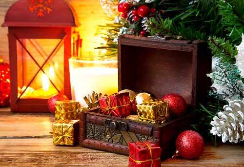 Magic Chest With Christmas Gifts, Festive Christmas Setting