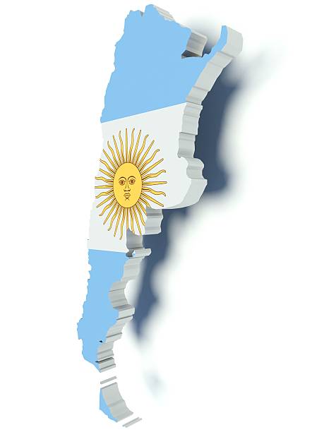 istock Map of Argentina with flag colors. 3d render illustration. 529194649