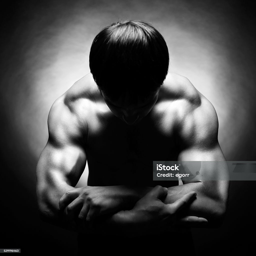 Naked athlete Poto of naked athlete with strong body 20-24 Years Stock Photo