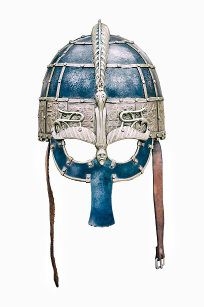 istock Replica of a medieval warrior Viking helmet isolated on white. 529197183
