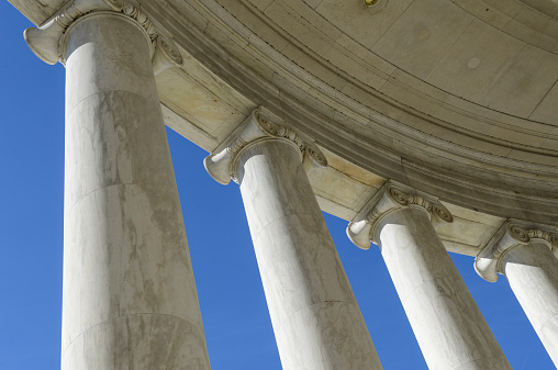 Pillars at Jefferson Memorial Building in Washington, DC