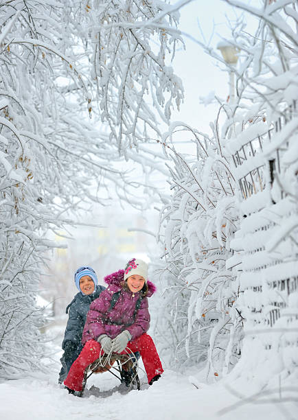 Samsun,Türkiye - 01/27/2018 , People sledging at Akdağ Ski Resort