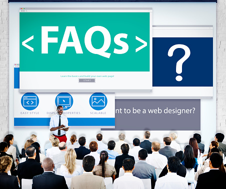 Business People Presentation Seminar FAQs Concept