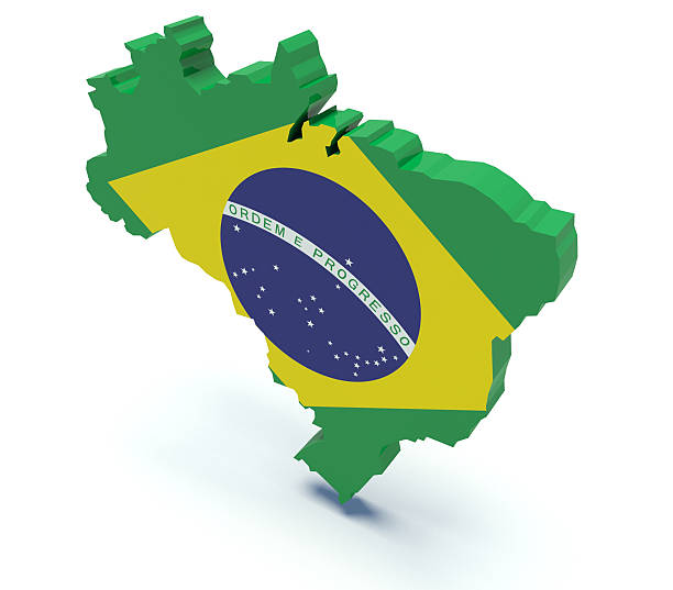 istock Map of Brazil with flag colors. 3d render illustration. 529211841