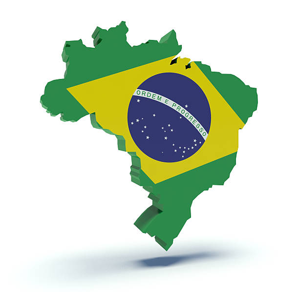 istock Map of Brazil with flag colors. 3d render illustration. 529211891