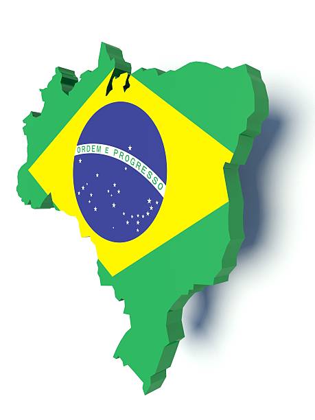 istock Map of Brazil with flag colors. 3d render illustration. 529219705