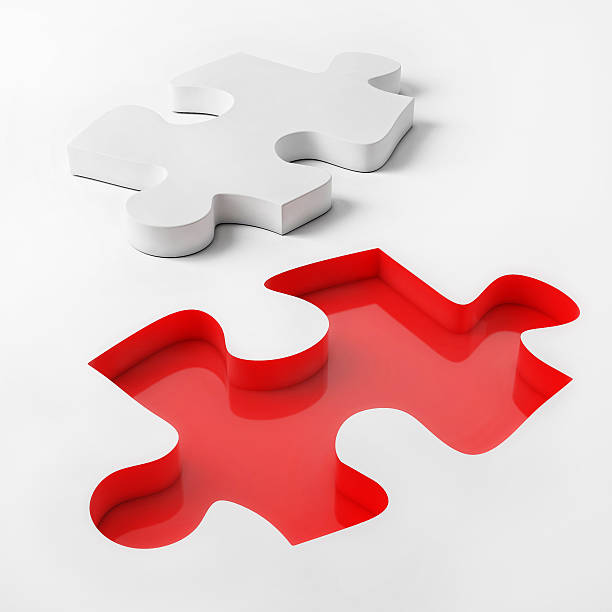 istock 3d Puzzle on White Background, Red and White Puzzle, 529221011