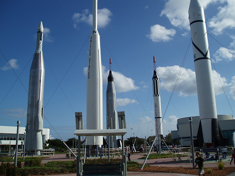 The Rocket Garden at the Kennedy Space Centre in Florida, USA.