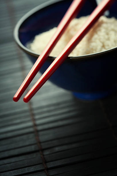 Bowl of rice and chopsticks