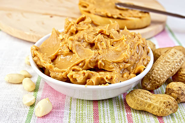 istock Butter peanut in the bowl on tablecloth 529222695