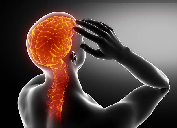 homme migraine concept de tête noire - neurologic photos et images de collection
